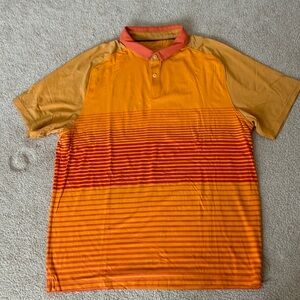 Under Armour Men's Orange and Red Striped Polo